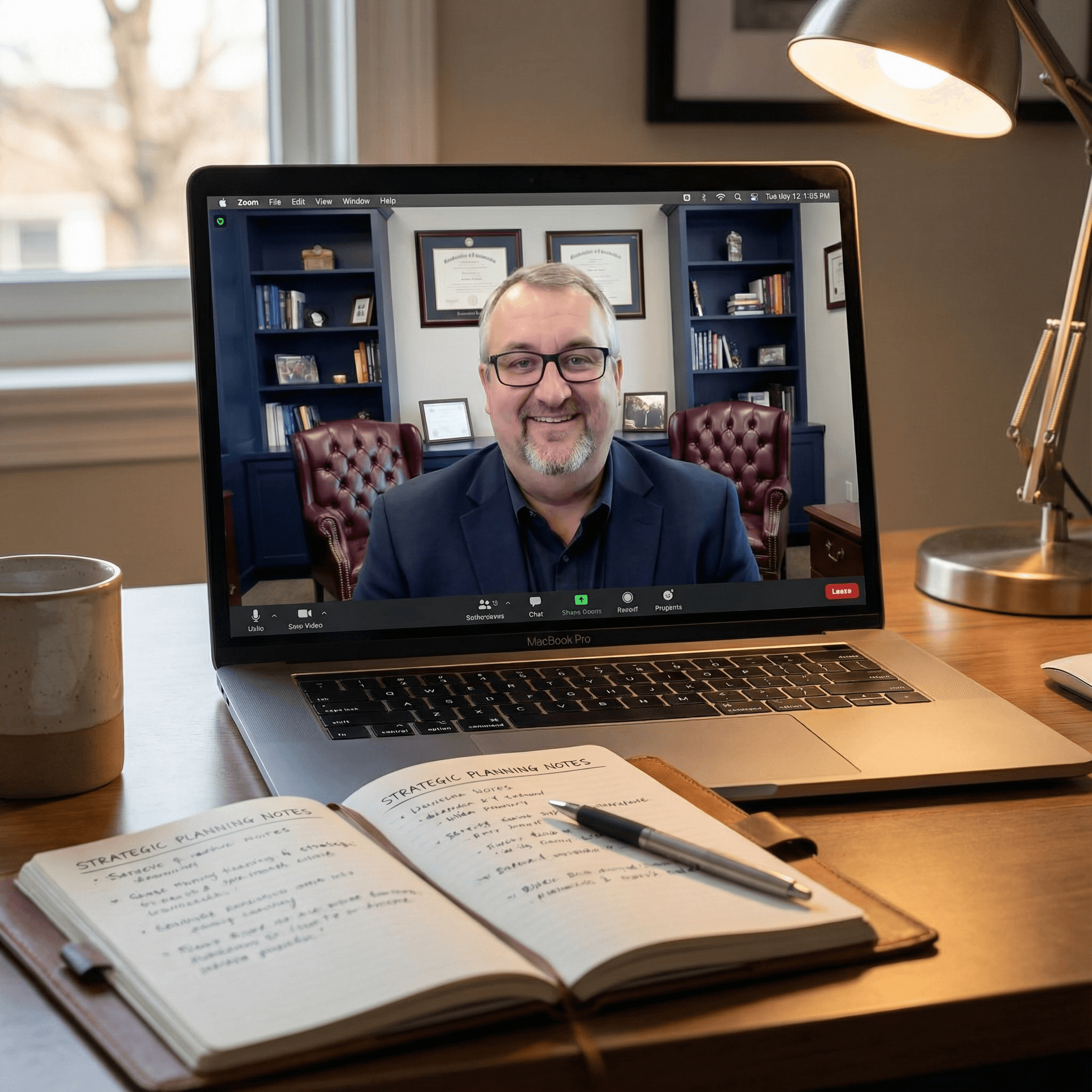 Ryan on a Zoom consultation call with a family